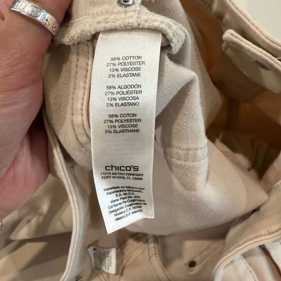 Chico’s Platinum Denim Ankle Jeans Womens Size 28” StraightLeg Blush Pink/Beige - Picture 7 of 7